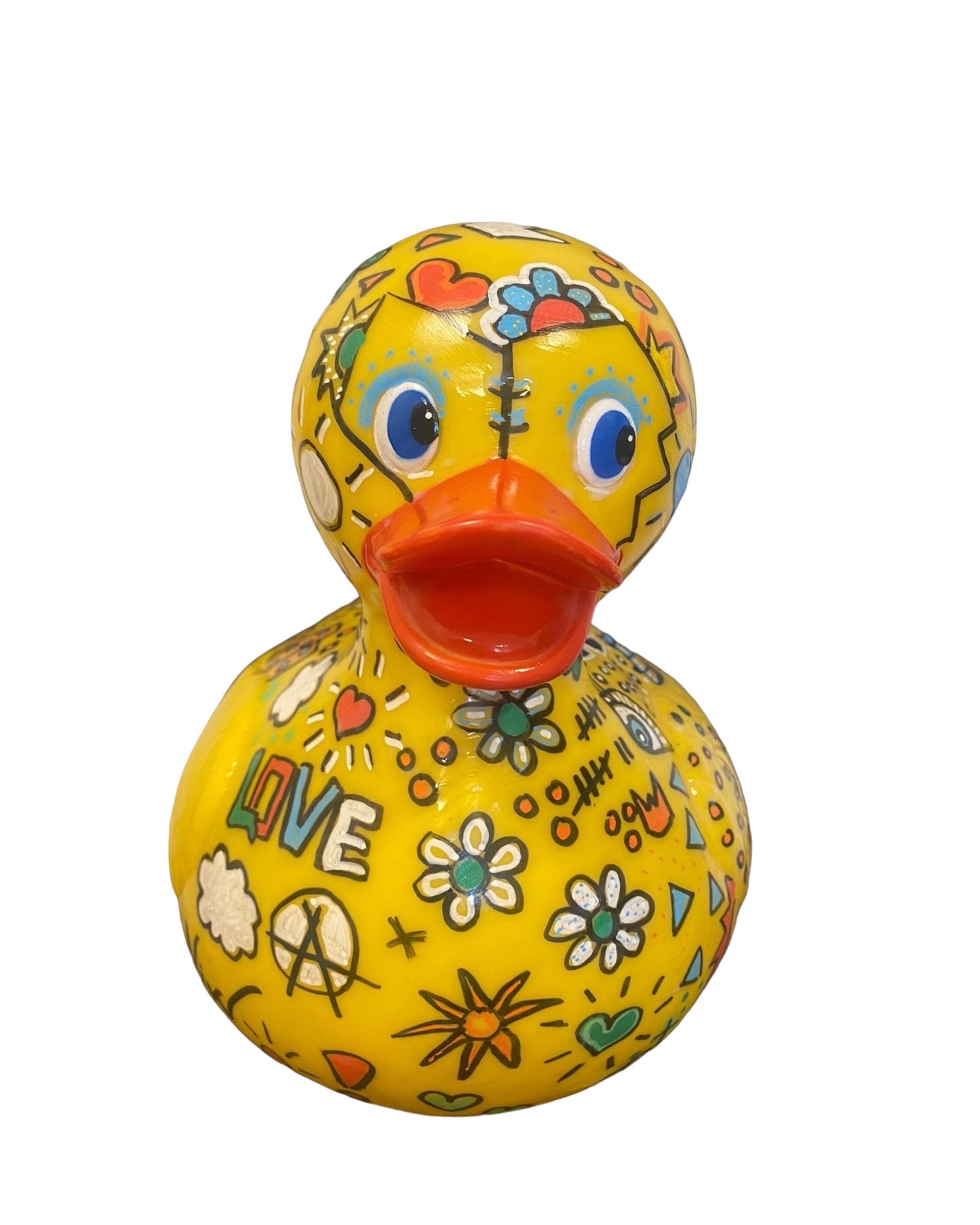 Hand-Painted and Lacquered Rubber Duck - Signed, 25cm High - Eye-Catching Interior Accent