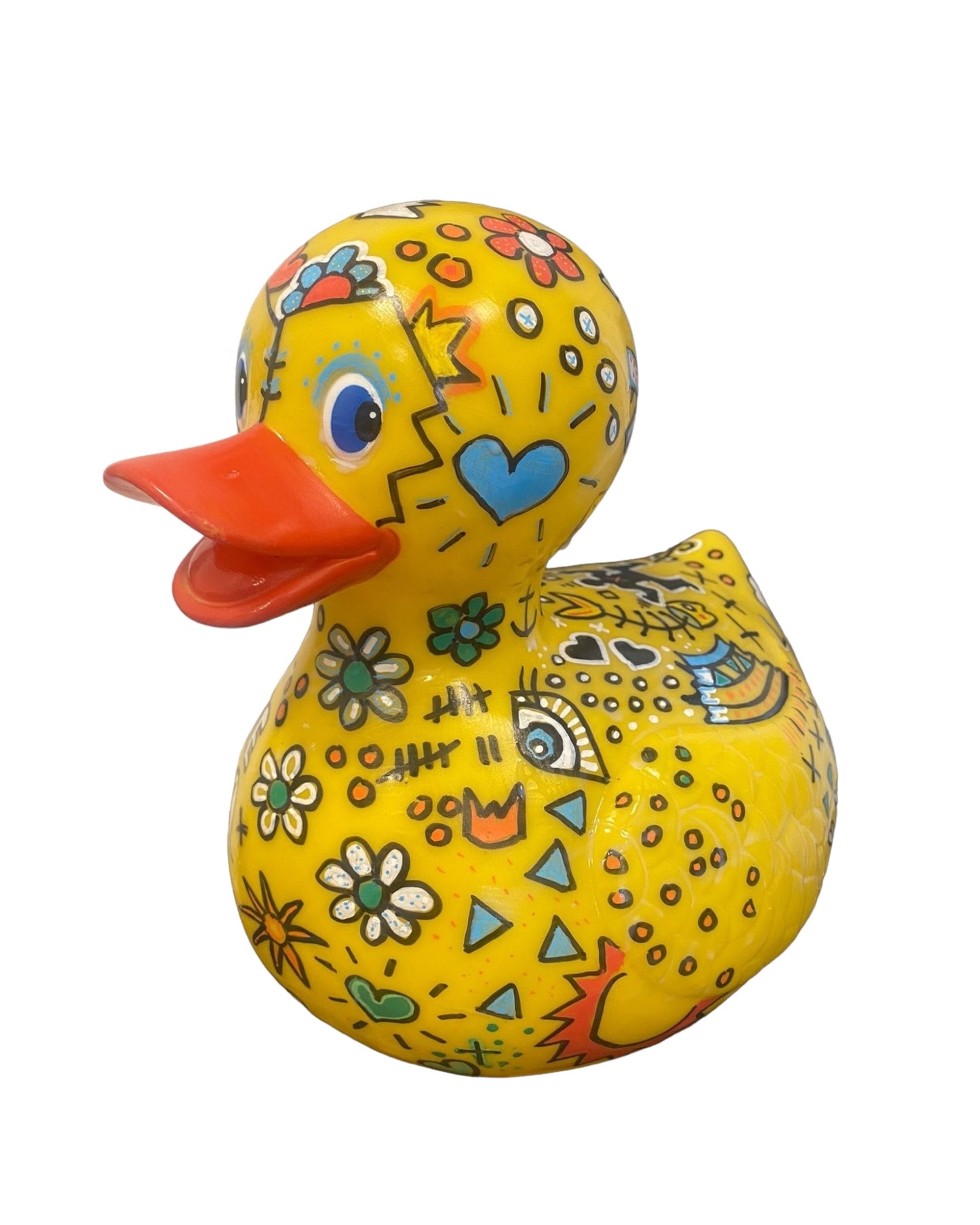 Hand-Painted and Lacquered Rubber Duck - Signed, 25cm High - Eye-Catching Interior Accent