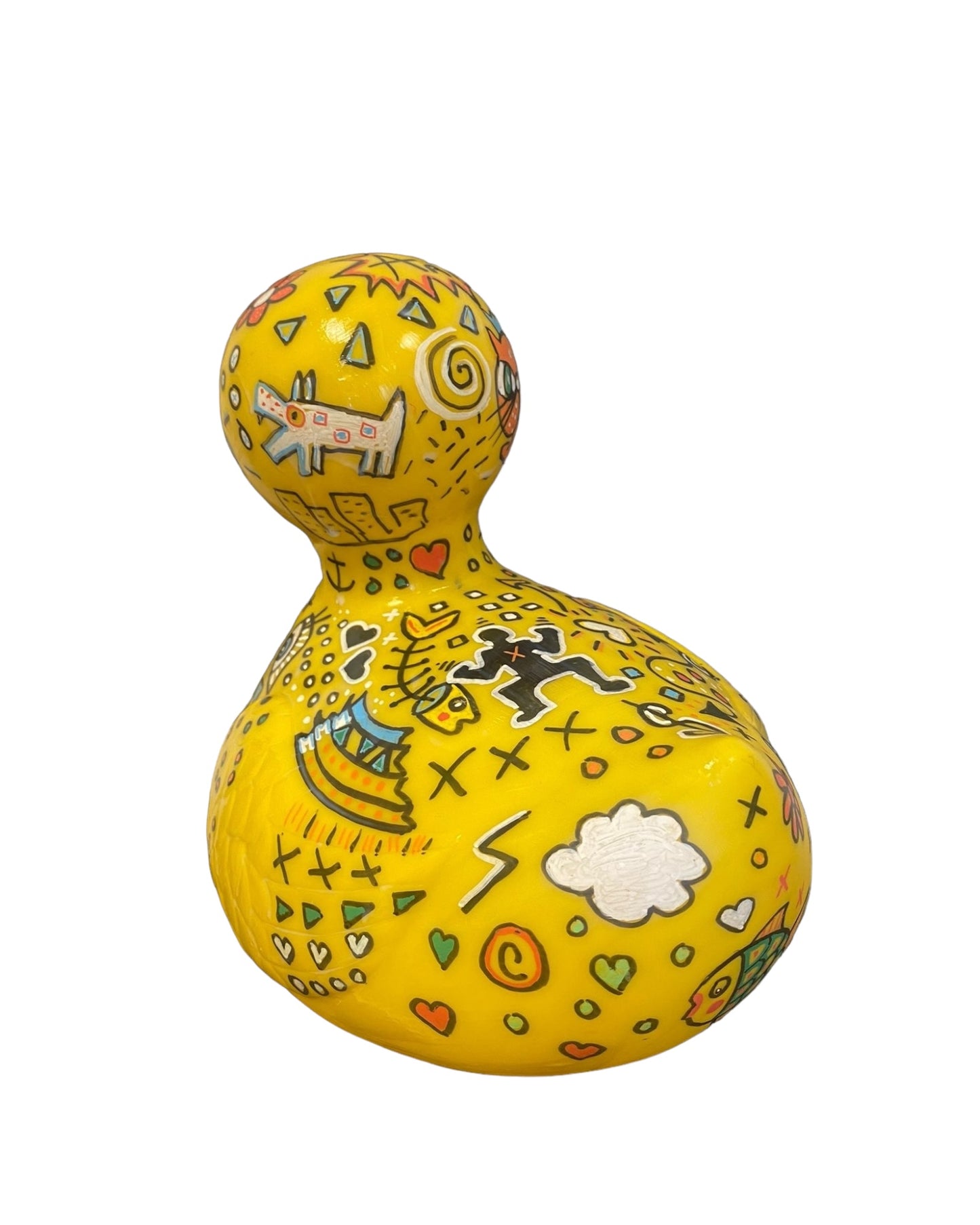 Hand-Painted and Lacquered Rubber Duck - Signed, 25cm High - Eye-Catching Interior Accent