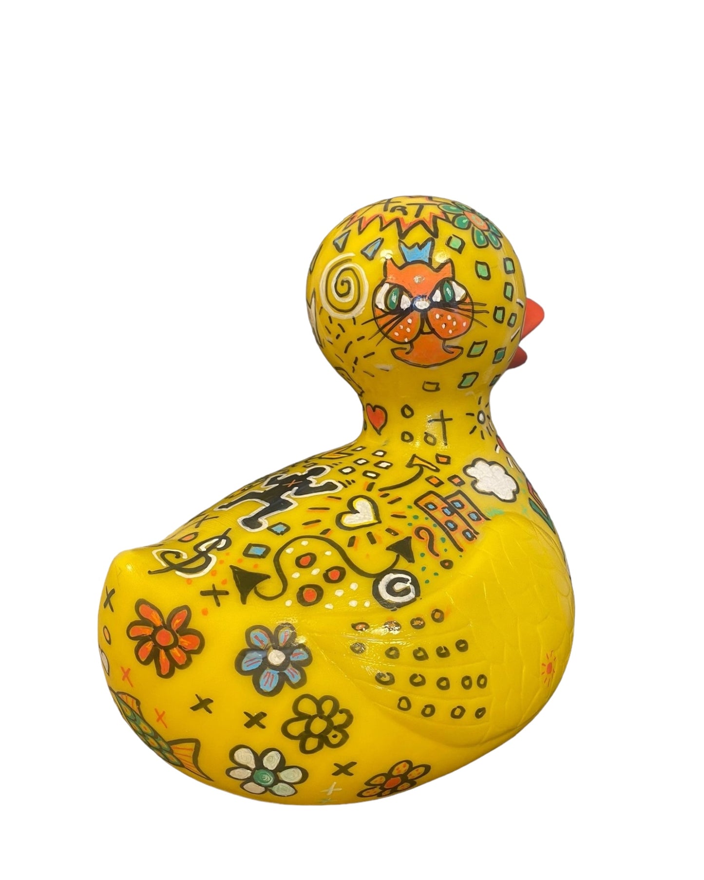 Hand-Painted and Lacquered Rubber Duck - Signed, 25cm High - Eye-Catching Interior Accent