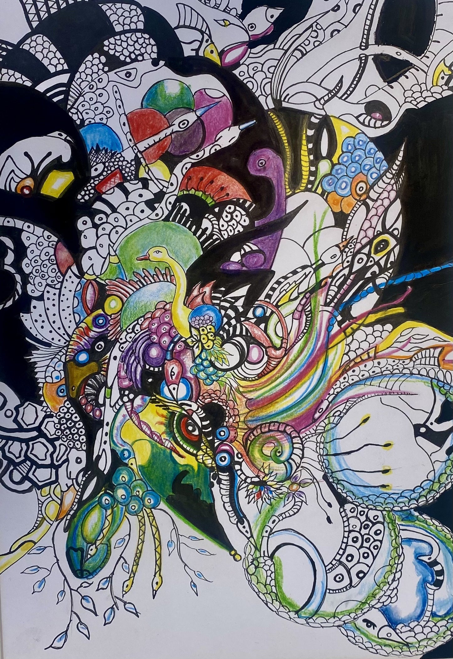 Chaos & Harmonie – mixed media op papier A4